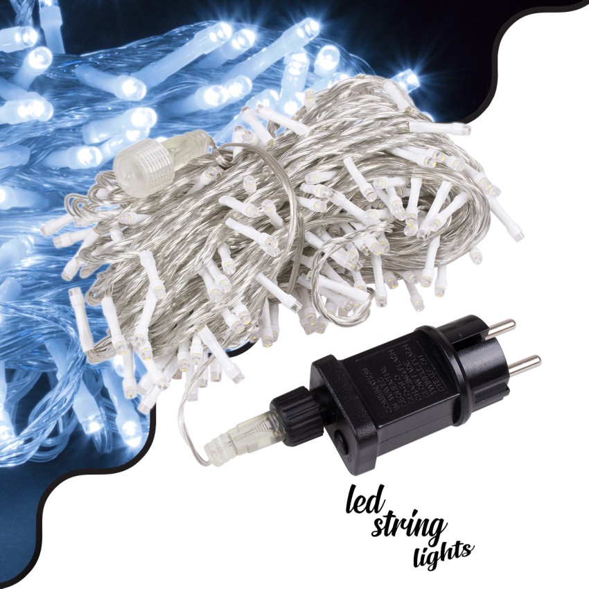 Διακοσμητική Γιρλάντα 23 Μέτρα με Controller 8 Προγραμμάτων Εναλλαγών Φωτισμού - Επεκτεινόμενη 200 LED 3.6W AC 230V με Διάφανο Καλώδιο & Πρίζα Schuko Αδιάβροχη IP44 Ψυχρό Λευκό 6000K Μ23m