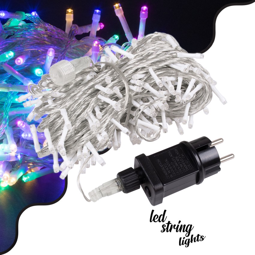 Διακοσμητική Γιρλάντα 23 Μέτρα με Controller 8 Προγραμμάτων Εναλλαγών Φωτισμού - Επεκτεινόμενη 200 LED 3.6W AC 230V με Διάφανο Καλώδιο & Πρίζα Schuko Αδιάβροχη IP44 RGB Μ23m