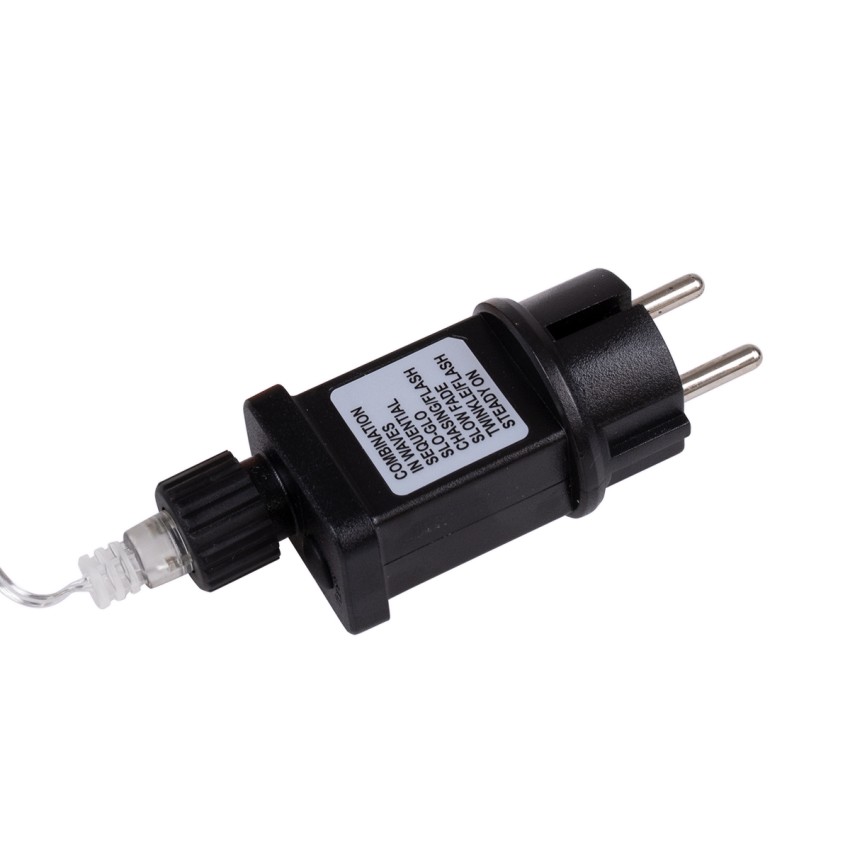 Διακοσμητική Γιρλάντα 20 Μέτρα με Controller 8 Προγραμμάτων Εναλλαγών Φωτισμού - 200 LED 1.3W AC 230V με Χάλκινο Καλώδιο & Πρίζα Schuko Αδιάβροχη IP44 Θερμό Λευκό 3000K Μ20m