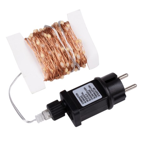 Διακοσμητική Γιρλάντα 20 Μέτρα με Controller 8 Προγραμμάτων Εναλλαγών Φωτισμού - 200 LED 1.3W AC 230V με Χάλκινο Καλώδιο & Πρίζα Schuko Αδιάβροχη IP44 RGB Μ20m