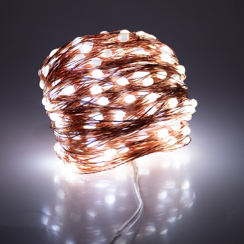 Διακοσμητική Γιρλάντα 32 Μέτρα με Controller 8 Προγραμμάτων Εναλλαγών Φωτισμού - 300 LED 3.6W AC 230V με Χάλκινο Καλώδιο & Πρίζα Schuko Αδιάβροχη IP44 Ψυχρό Λευκό 6000K Μ32m