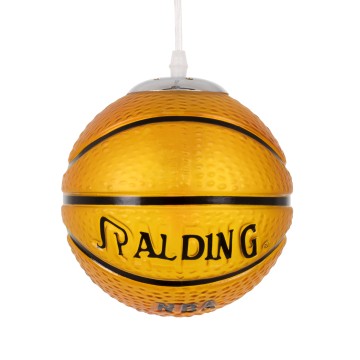 GLOBOSTAR® SPALDING NBA  Παιδικό Κρεμαστό Φωτιστικό Οροφής με Ντουί 1 x E27 AC 220-240V IP20 - Πορτοκαλί & Μαύρο - Μ18 x Π18 x Υ18cm