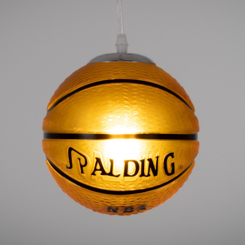GLOBOSTAR® SPALDING NBA  Παιδικό Κρεμαστό Φωτιστικό Οροφής με Ντουί 1 x E27 AC 220-240V IP20 - Πορτοκαλί & Μαύρο - Μ18 x Π18 x Υ18cm