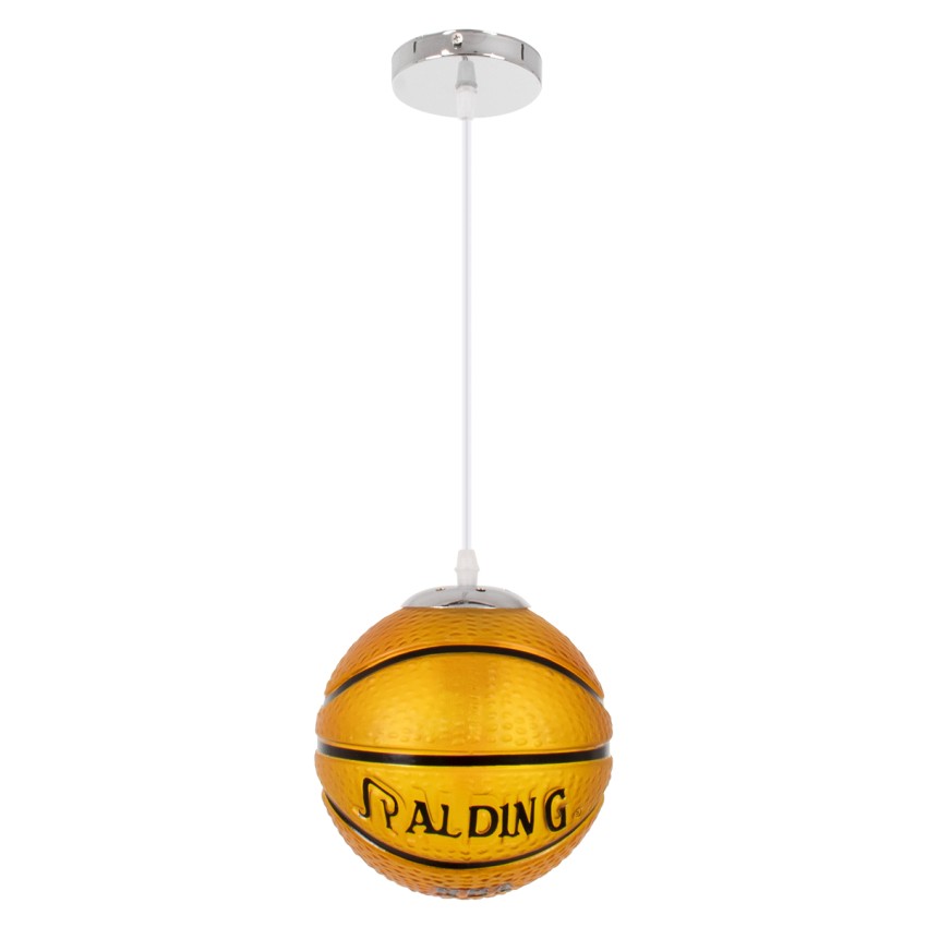 GLOBOSTAR® SPALDING NBA  Παιδικό Κρεμαστό Φωτιστικό Οροφής με Ντουί 1 x E27 AC 220-240V IP20 - Πορτοκαλί & Μαύρο - Μ18 x Π18 x Υ18cm