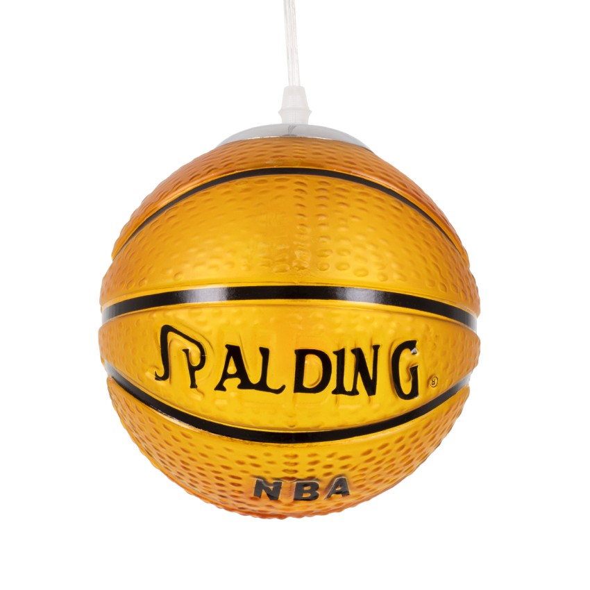 GLOBOSTAR® SPALDING NBA  Παιδικό Κρεμαστό Φωτιστικό Οροφής με Ντουί 1 x E27 AC 220-240V IP20 - Πορτοκαλί & Μαύρο - Μ18 x Π18 x Υ18cm
