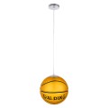 GLOBOSTAR® SPALDING NBA  Παιδικό Κρεμαστό Φωτιστικό Οροφής με Ντουί 1 x E27 AC 220-240V IP20 - Πορτοκαλί & Μαύρο - Μ25 x Π25 x Υ25cm