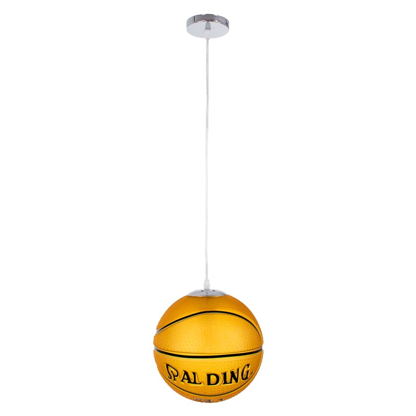 GLOBOSTAR® SPALDING NBA  Παιδικό Κρεμαστό Φωτιστικό Οροφής με Ντουί 1 x E27 AC 220-240V IP20 - Πορτοκαλί & Μαύρο - Μ25 x Π25 x Υ25cm