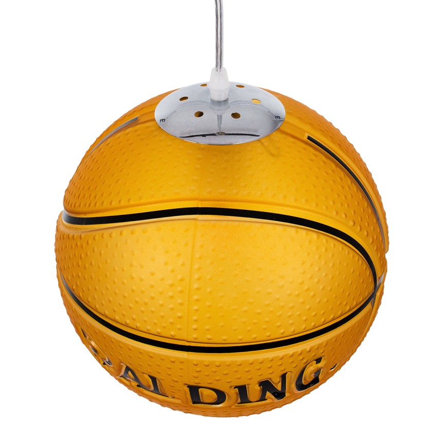GLOBOSTAR® SPALDING NBA  Παιδικό Κρεμαστό Φωτιστικό Οροφής με Ντουί 1 x E27 AC 220-240V IP20 - Πορτοκαλί & Μαύρο - Μ25 x Π25 x Υ25cm