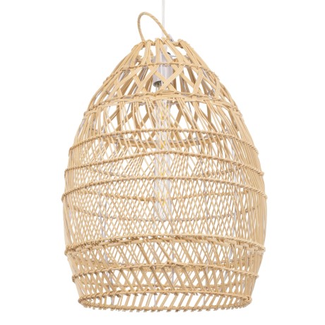 TAHITI  Boho Κρεμαστό Φωτιστικό Πλέγμα Μονόφωτο 1 x E27 IP20 Μπεζ Ξύλο - Μ38 x Π38 x Υ50cm