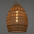 TAHITI  Boho Κρεμαστό Φωτιστικό Πλέγμα Μονόφωτο 1 x E27 IP20 Μπεζ Ξύλο - Μ38 x Π38 x Υ50cm