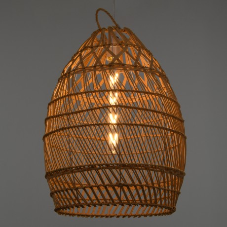 TAHITI  Boho Κρεμαστό Φωτιστικό Πλέγμα Μονόφωτο 1 x E27 IP20 Μπεζ Ξύλο - Μ38 x Π38 x Υ50cm