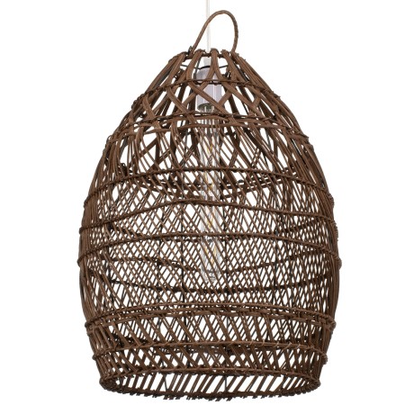 TAHITI  Boho Κρεμαστό Φωτιστικό Πλέγμα Μονόφωτο 1 x E27 IP20 Καφέ Ξύλο - Μ38 x Π38 x Υ50cm