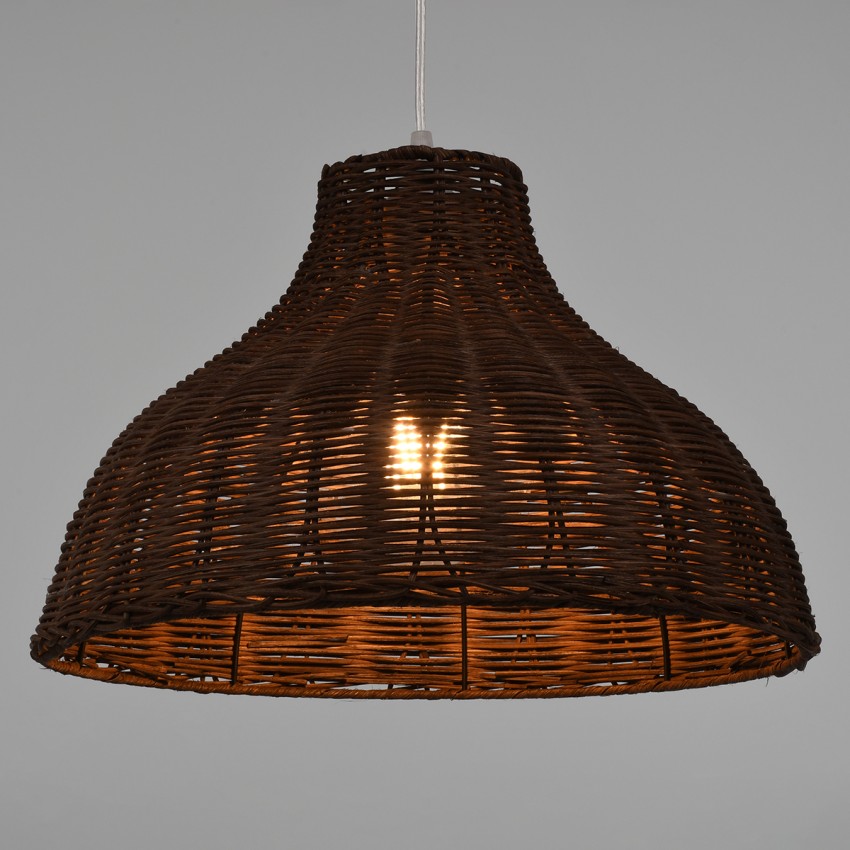 GLOBOSTAR® MAYOTTE  Boho Κρεμαστό Φωτιστικό Οροφής με Ντουί 1 x E27 AC 220-240V IP20 - Καφέ - Μ40 x Π40 x Υ28cm