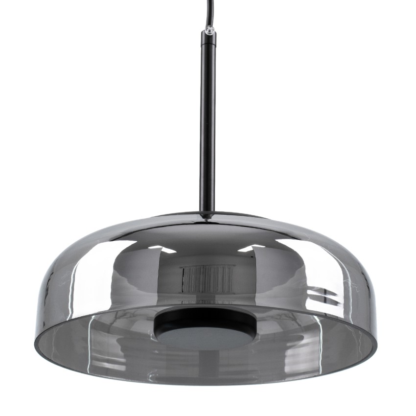 CHARLOTTE  Μοντέρνο Κρεμαστό Φωτιστικό Καμπάνα CREE LED 5W 500lm 180° AC 85-265V IP20 Θερμό Λευκό 2700K Ασημί Γυαλί με Μαύρο Μέταλλο Μ23 x Π23 x Υ23cm