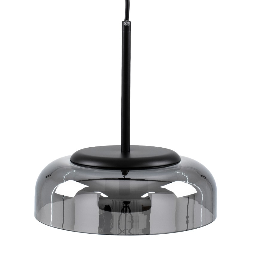 CHARLOTTE  Μοντέρνο Κρεμαστό Φωτιστικό Καμπάνα CREE LED 5W 500lm 180° AC 85-265V IP20 Θερμό Λευκό 2700K Ασημί Γυαλί με Μαύρο Μέταλλο Μ23 x Π23 x Υ23cm