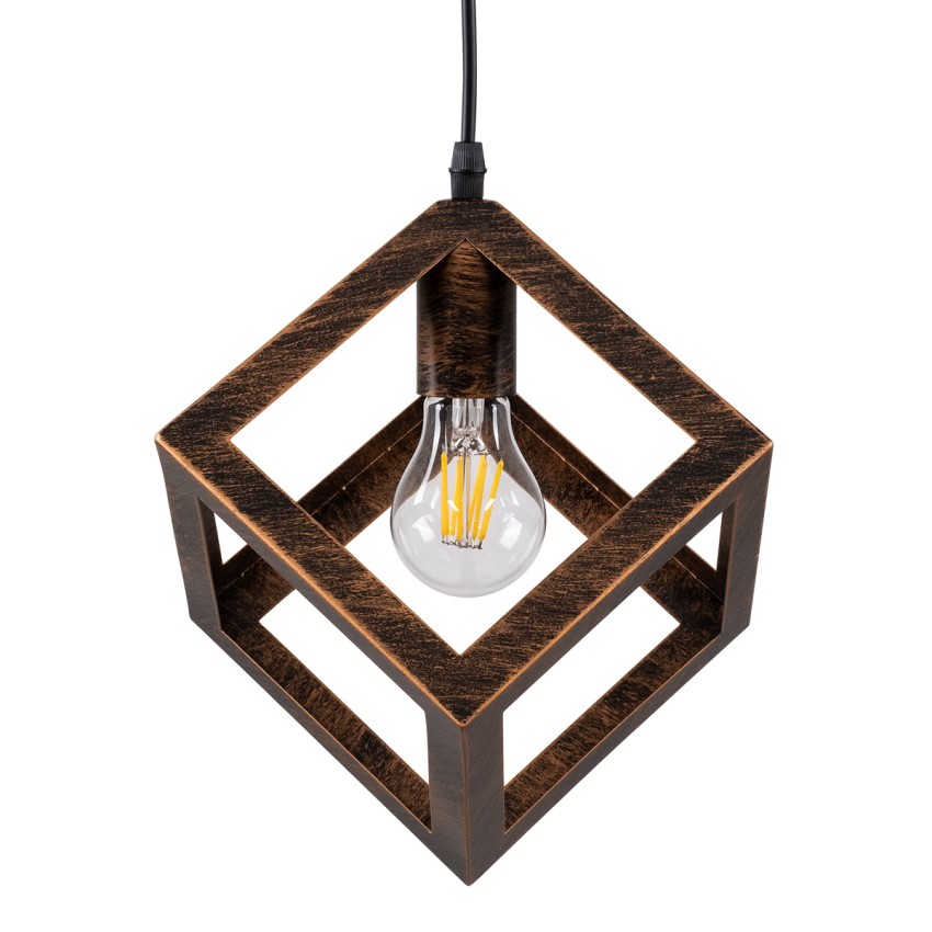 CUBE  Μοντέρνο Κρεμαστό Φωτιστικό Πλέγμα Μονόφωτο 1 x E27 IP20 Χάλκινο Μέταλλο - Μ25 x Π25 x Υ25cm