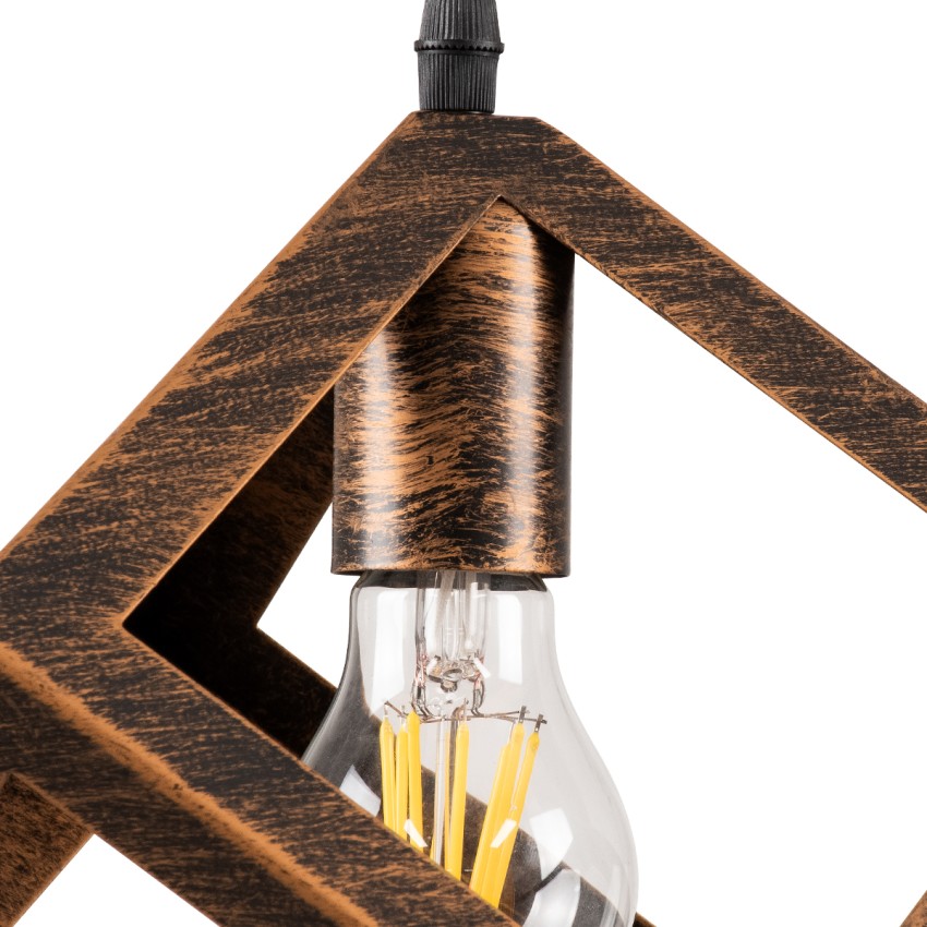 CUBE  Μοντέρνο Κρεμαστό Φωτιστικό Πλέγμα Μονόφωτο 1 x E27 IP20 Χάλκινο Μέταλλο - Μ25 x Π25 x Υ25cm