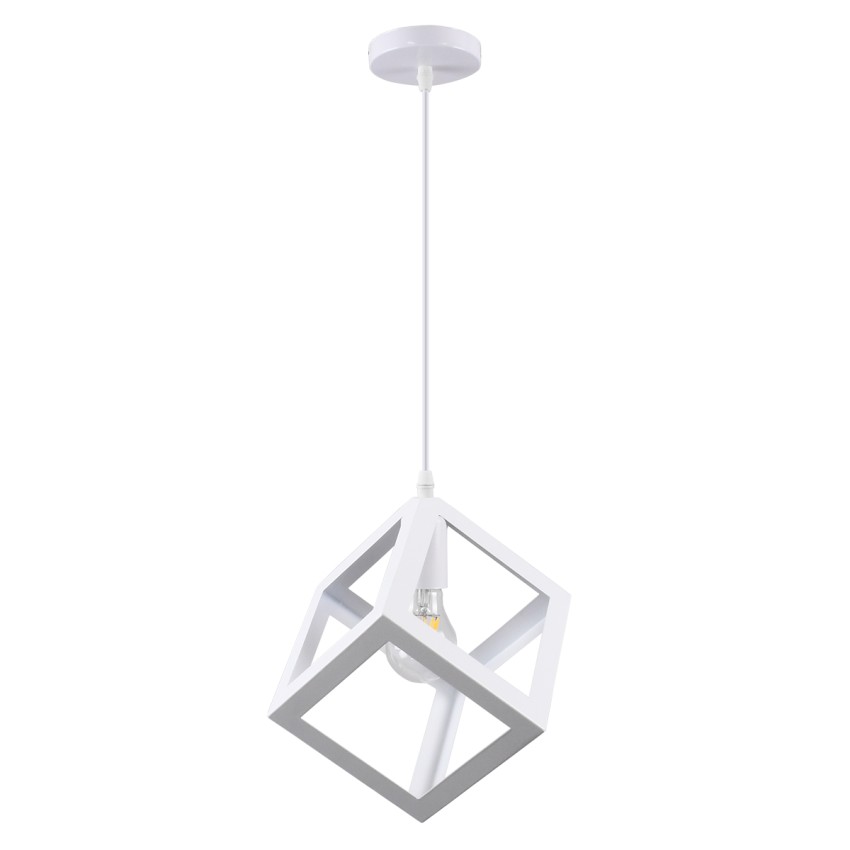 GLOBOSTAR® CUBE  Μοντέρνο Κρεμαστό Φωτιστικό Οροφής με Ντουί 1 x E27 AC 220-240V IP20 - Λευκό - Μ25 x Π25 x Υ25cm