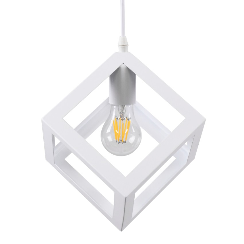 GLOBOSTAR® CUBE  Μοντέρνο Κρεμαστό Φωτιστικό Οροφής με Ντουί 1 x E27 AC 220-240V IP20 - Λευκό - Μ25 x Π25 x Υ25cm