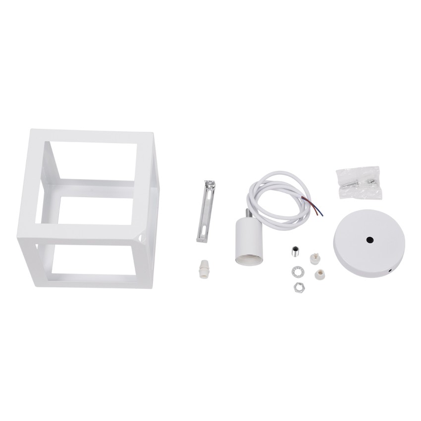 GLOBOSTAR® CUBE  Μοντέρνο Κρεμαστό Φωτιστικό Οροφής με Ντουί 1 x E27 AC 220-240V IP20 - Λευκό - Μ25 x Π25 x Υ25cm