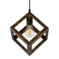 GLOBOSTAR® CUBE  Μοντέρνο Κρεμαστό Φωτιστικό Οροφής με Ντουί 1 x E27 AC 220-240V IP20 - Χάλκινο Εφέ Σκουριάς - Μ25 x Π25 x Υ25cm