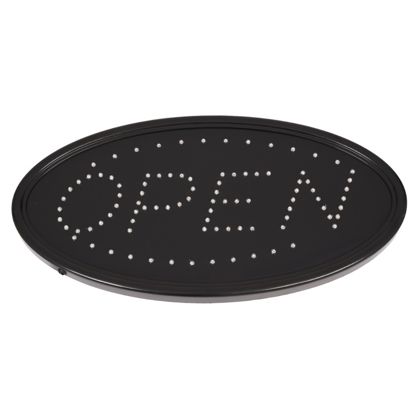 GLOBOSTAR® SIGN  Διακοσμητικό Φωτιστικό Τοίχου Ένδειξης / Σήμανσης "OPEN" LED 5W 150lm 120° AC 220-240V IP20 Κόκκινο & Μπλε - Μαύρο - Μ47.5 x Π24.5 x Υ2.5cm