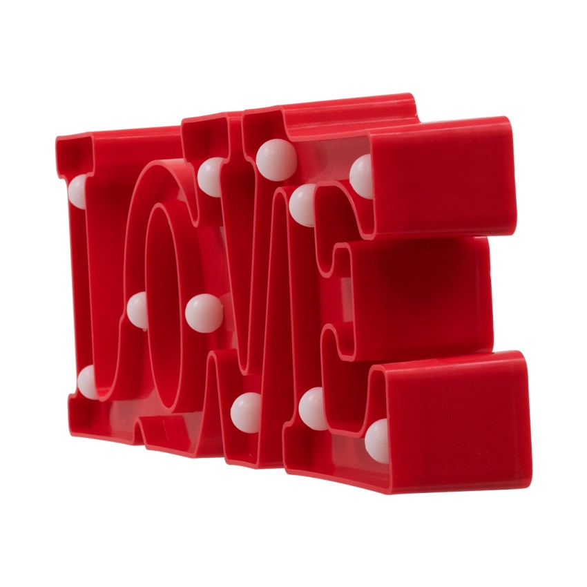 Κόκκινο Μοντέρνο Επιτραπέζιο Διακοσμητικό Φωτιστικό LED Σήμανσης LOVE 2W με Διακόπτη On/Off Μπαταρίας 2xAAA (Δεν Περιλαμβάνονται) Θερμό Λευκό 2700K