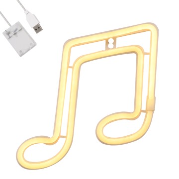 Φωτιστικό Ταμπέλα Φωτεινή Επιγραφή NEON LED Σήμανσης MUSIC NOTE 5W με Καλώδιο Τροφοδοσίας USB - Μπαταρίας 3xAAA (Δεν Περιλαμβάνονται) - Θερμό Λευκό 2700K