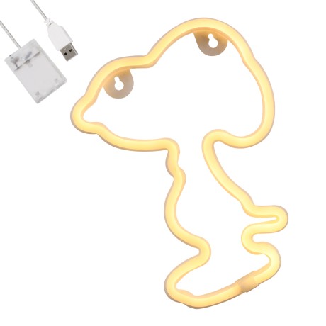 Φωτιστικό Ταμπέλα Φωτεινή Επιγραφή NEON LED Σήμανσης SNOOPY 5W με Καλώδιο Τροφοδοσίας USB - Μπαταρίας 3xAAA (Δεν Περιλαμβάνονται) - Θερμό Λευκό 2700K