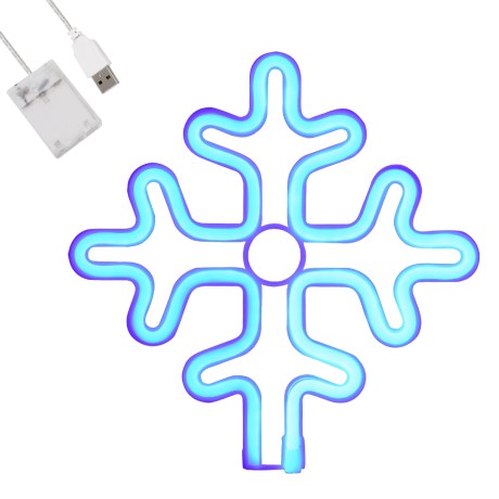 Φωτιστικό Ταμπέλα Φωτεινή Επιγραφή NEON LED Σήμανσης SNOWFLAKE 5W με Καλώδιο Τροφοδοσίας USB - Μπαταρίας 3xAAA (Δεν Περιλαμβάνονται) - Γαλάζιο