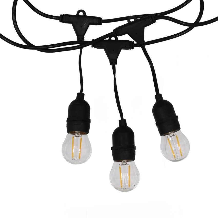 WIRE GARLAND Καλωδιογιρλάντα PVC 20 Μέτρων με 15 Ντουί E27 με Πρίζα Schuko Επεκτεινόμενη Αδιάβροχη IP65