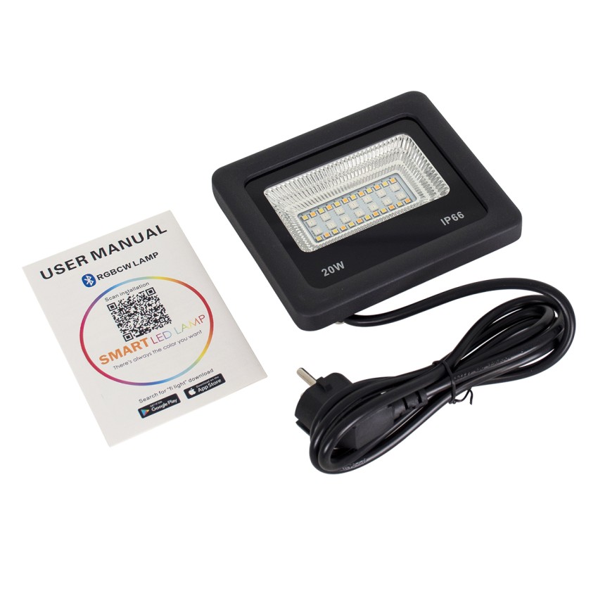 Προβολέας Εξωτερικός LED SMD 5050 & 2835 20W 2000lm 180° AC 230V με Ασύρματο Wireless Bluetooth Αδιάβροχος IP66 Πολύχρωμος RGB+CCT Θερμό Λευκό 3000K - Λευκό Ημέρας 4500K - Ψυχρό Λευκό 6000K