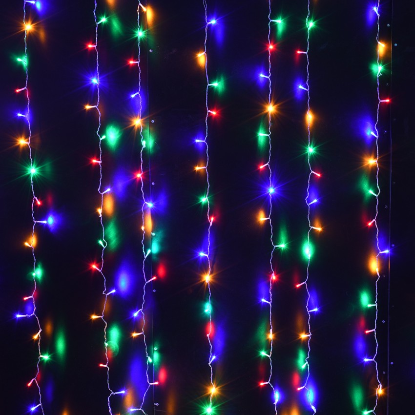 Διακοσμητική Κουρτίνα 6 x 3 Μέτρα με Controller 8 Προγραμμάτων Φωτισμού - Επεκτεινόμενη 600 LED 6W AC 230V με Διάφανο Καλώδιο & Πρίζα Schuko Αδιάβροχη IP44 Πολύχρωμο RGB Μ6 x Υ3m