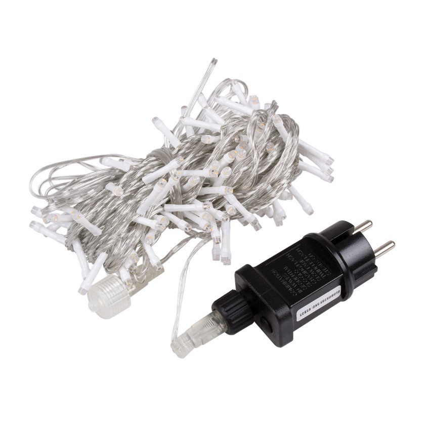 Διακοσμητική Γιρλάντα 13 Μέτρα με Controller 8 Προγραμμάτων Εναλλαγών Φωτισμού - Επεκτεινόμενη 100 LED 3.6W AC 230V με Διάφανο Καλώδιο & Πρίζα Schuko Αδιάβροχη IP44 RGB Μ13m