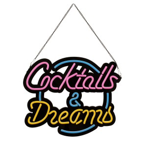 Φωτιστικό Ταμπέλα Φωτεινή Επιγραφή NEON LED Σήμανσης COCKTAILS & DREAMS 30W AC 230V με Διακόπτη On/Off Ροζ - Γαλάζιο - Κίτρινο Φωτιστικό Ταμπέλα Φωτεινή Επιγραφή NEON LED Σήμανσης COCKTAILS & DREAMS 30W AC 230V με Διακόπτη On/Off Ροζ - Γαλάζιο - Κίτρινο