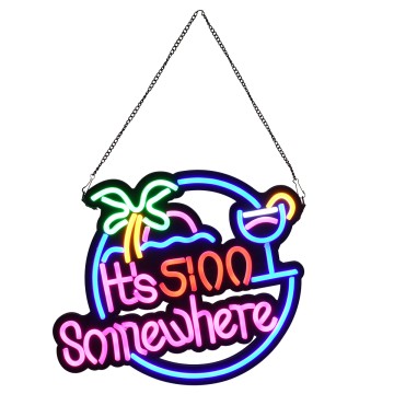 Φωτιστικό Ταμπέλα Φωτεινή Επιγραφή NEON LED Σήμανσης ITS 5:00 SOMEWHERE 30W AC 230V με Διακόπτη On/Off Ροζ - Γαλάζιο - Κίτρινο - Πράσινο - Κόκκινο