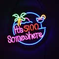 Φωτιστικό Ταμπέλα Φωτεινή Επιγραφή NEON LED Σήμανσης ITS 5:00 SOMEWHERE 30W AC 230V με Διακόπτη On/Off Ροζ - Γαλάζιο - Κίτρινο - Πράσινο - Κόκκινο
