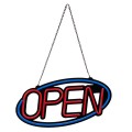 Φωτιστικό Ταμπέλα Φωτεινή Επιγραφή NEON LED Σήμανσης Animated Ovale OPEN 30W AC 230V με Διακόπτη On/Off και Ασύρματο Χειριστήριο IR Μπλε - Κόκκινο