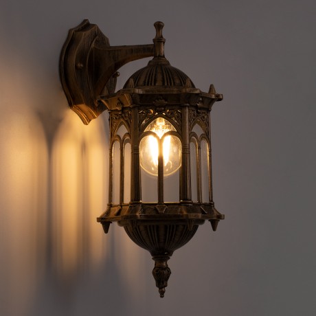 GLOBOSTAR® DARCY  Vintage Φωτιστικό Τοίχου - Απλίκα με Ντουί 1 x E27 AC 220-240V IP20 - Μπρούτζινο Εφέ Σκουριάς - Μ15.5 x Π15.5 x Υ34.5cm