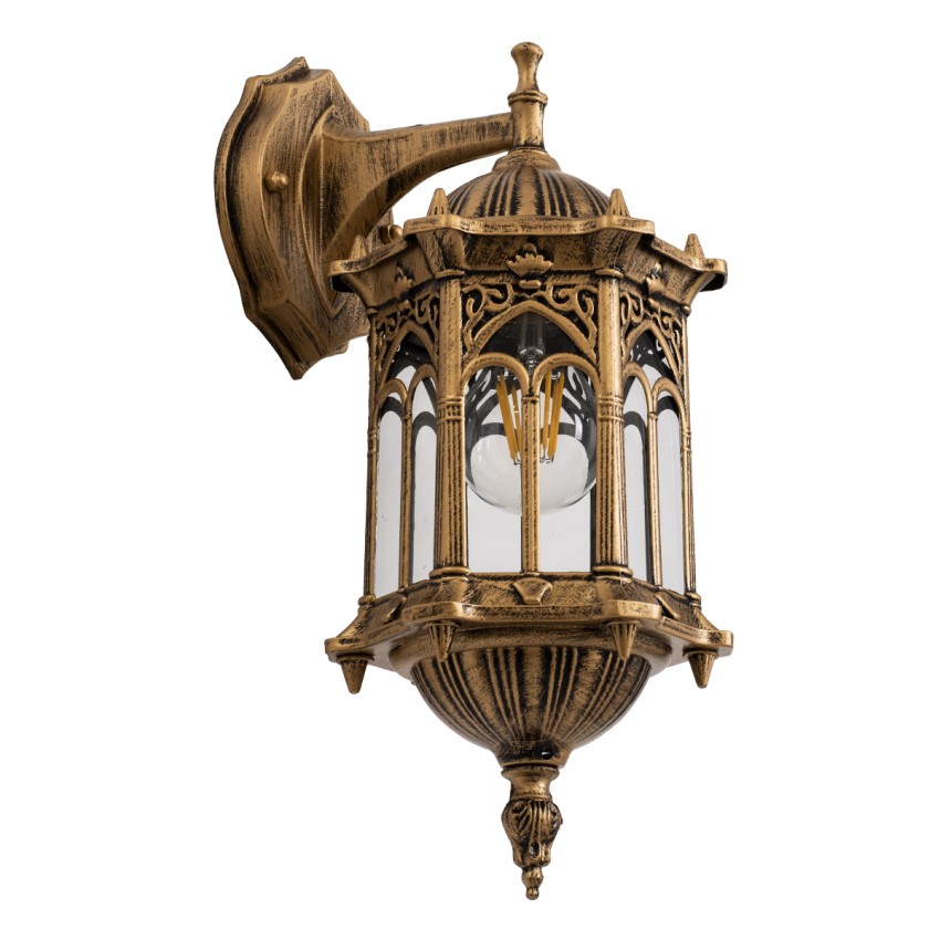 GLOBOSTAR® DARCY  Vintage Φωτιστικό Τοίχου - Απλίκα με Ντουί 1 x E27 AC 220-240V IP20 - Μπρούτζινο Εφέ Σκουριάς - Μ15.5 x Π15.5 x Υ34.5cm