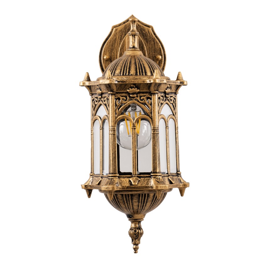GLOBOSTAR® DARCY  Vintage Φωτιστικό Τοίχου - Απλίκα με Ντουί 1 x E27 AC 220-240V IP20 - Μπρούτζινο Εφέ Σκουριάς - Μ15.5 x Π15.5 x Υ34.5cm