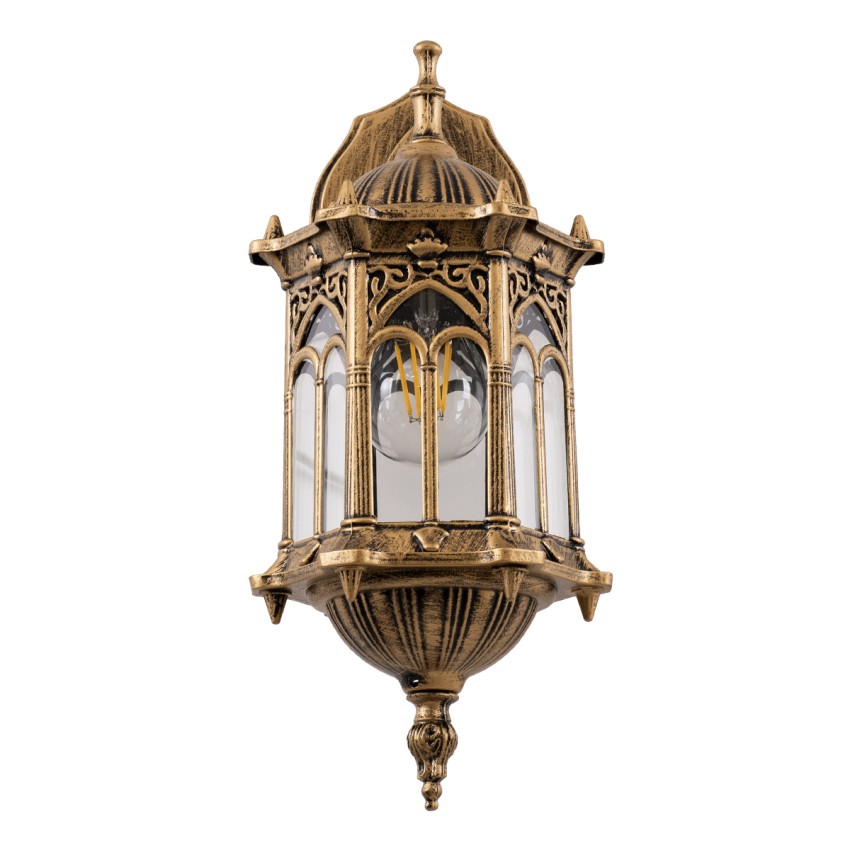 GLOBOSTAR® DARCY  Vintage Φωτιστικό Τοίχου - Απλίκα με Ντουί 1 x E27 AC 220-240V IP20 - Μπρούτζινο Εφέ Σκουριάς - Μ15.5 x Π15.5 x Υ34.5cm