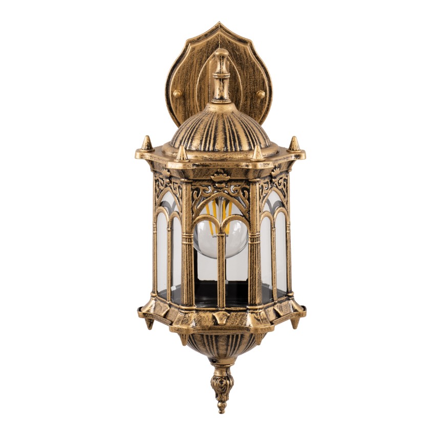 GLOBOSTAR® DARCY  Vintage Φωτιστικό Τοίχου - Απλίκα με Ντουί 1 x E27 AC 220-240V IP20 - Μπρούτζινο Εφέ Σκουριάς - Μ15.5 x Π15.5 x Υ34.5cm