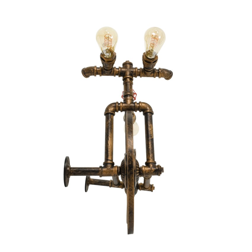 GLOBOSTAR® SWIFTWALKER  Vintage Φωτιστικό Τοίχου - Απλίκα με Ντουί 3 x E27 AC 220-240V IP20 - Χάλκινο - Μ85 x Π29.5 x Υ55cm