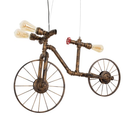 GLOBOSTAR® SWIFTWALKER  Vintage Κρεμαστό Φωτιστικό Οροφής με Ντουί 3 x E27 AC 220-240V IP20 - Χάλκινο & Κόκκινο - Μ85 x Π29.5 x Υ55cm
