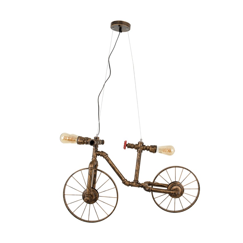 GLOBOSTAR® SWIFTWALKER  Vintage Κρεμαστό Φωτιστικό Οροφής με Ντουί 3 x E27 AC 220-240V IP20 - Χάλκινο & Κόκκινο - Μ85 x Π29.5 x Υ55cm