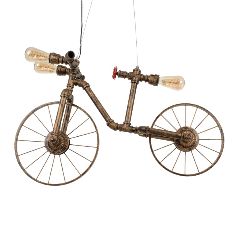 GLOBOSTAR® SWIFTWALKER  Vintage Κρεμαστό Φωτιστικό Οροφής με Ντουί 3 x E27 AC 220-240V IP20 - Χάλκινο & Κόκκινο - Μ85 x Π29.5 x Υ55cm