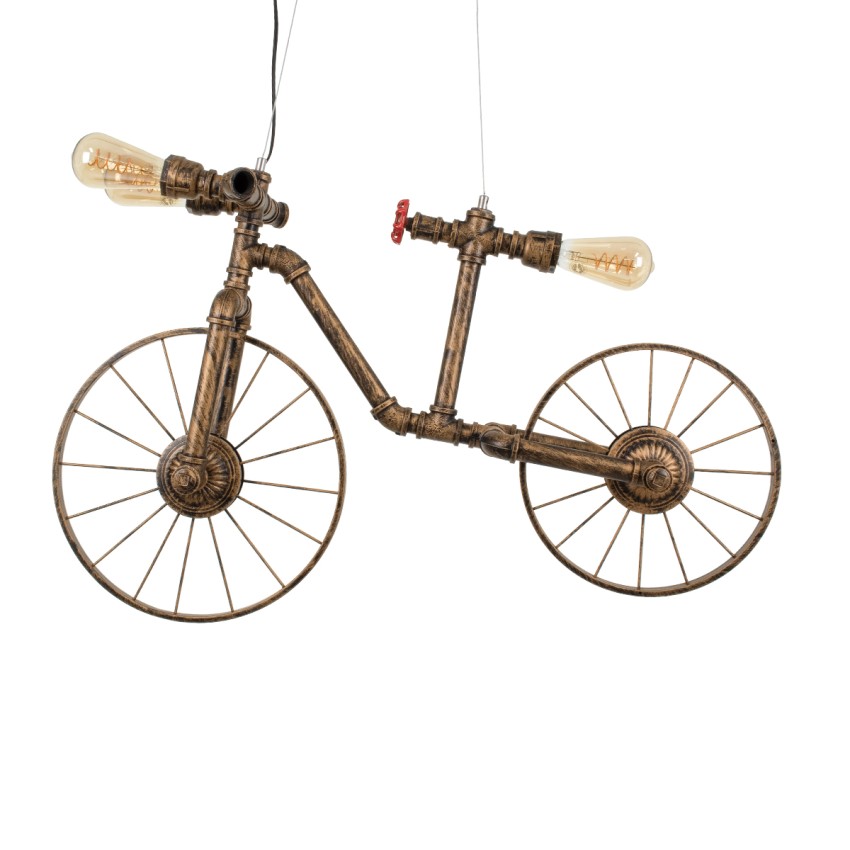 GLOBOSTAR® SWIFTWALKER  Vintage Κρεμαστό Φωτιστικό Οροφής με Ντουί 3 x E27 AC 220-240V IP20 - Χάλκινο & Κόκκινο - Μ85 x Π29.5 x Υ55cm