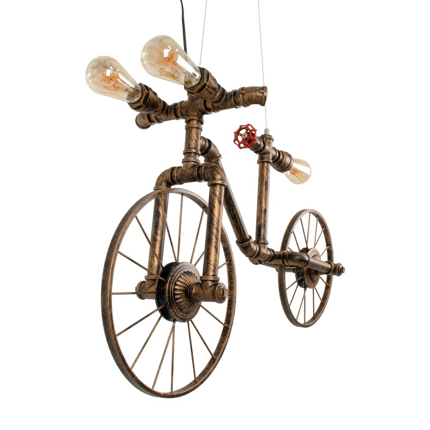 GLOBOSTAR® SWIFTWALKER  Vintage Κρεμαστό Φωτιστικό Οροφής με Ντουί 3 x E27 AC 220-240V IP20 - Χάλκινο & Κόκκινο - Μ85 x Π29.5 x Υ55cm