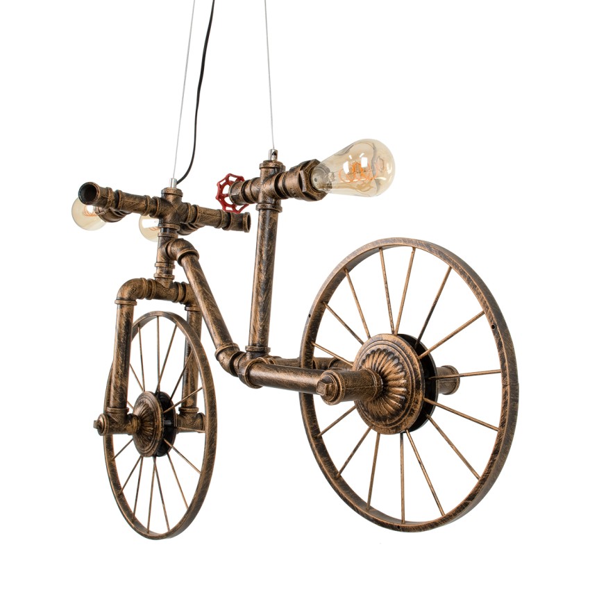 GLOBOSTAR® SWIFTWALKER  Vintage Κρεμαστό Φωτιστικό Οροφής με Ντουί 3 x E27 AC 220-240V IP20 - Χάλκινο & Κόκκινο - Μ85 x Π29.5 x Υ55cm